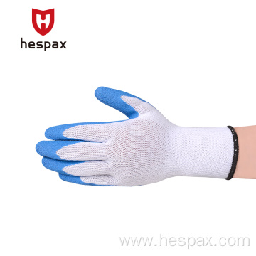 Hespax 13G Anti-slip Gloves Crinkle Latex Coated